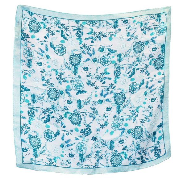 NWT 100% Floral Green Silk Bandana - Picture 1 of 4